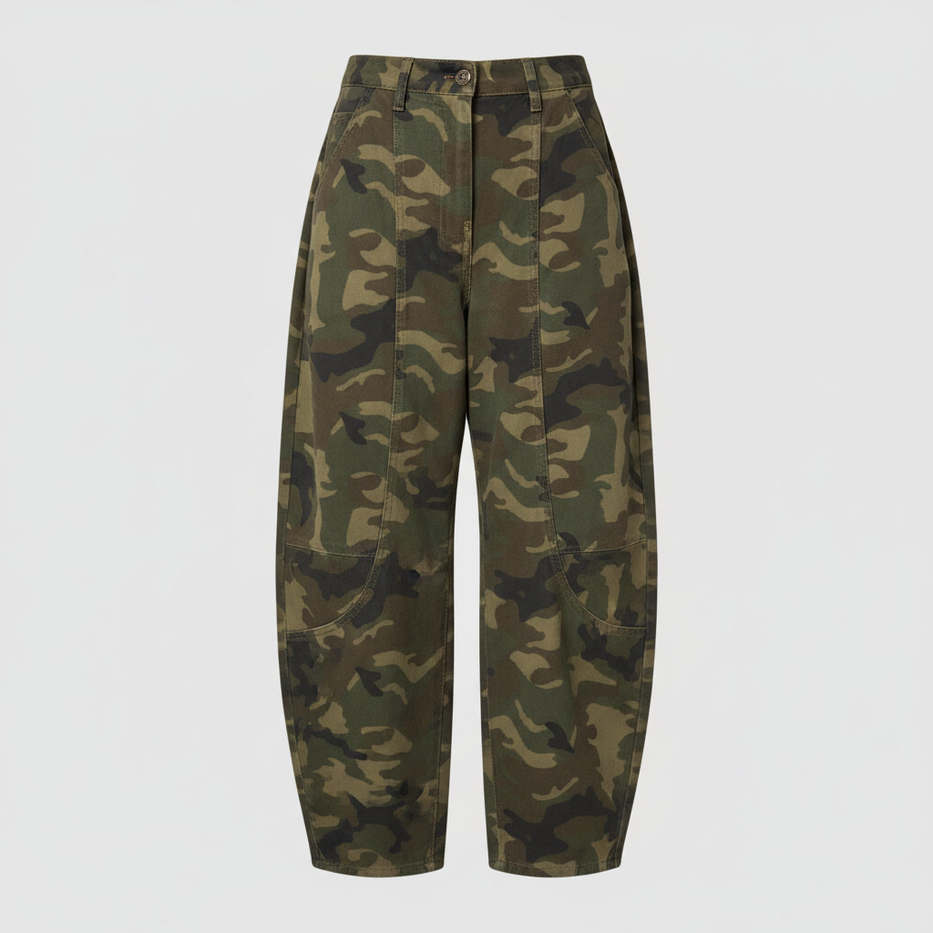 Pantalon barrel leg camouflage coton – vue avant