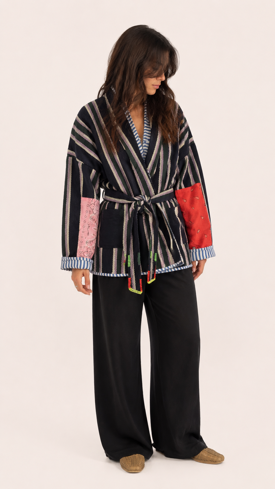 veste kimono rayée