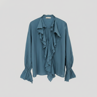 Blouse à jabots coupé bord franc