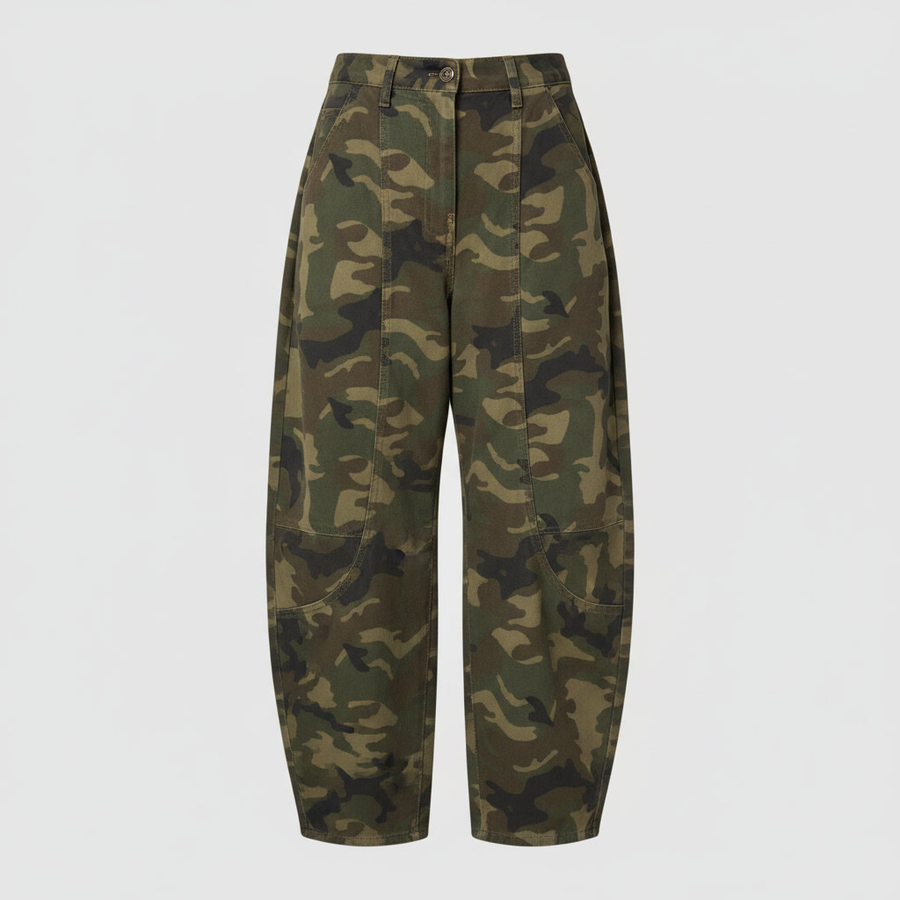 Pantalon barrel leg camouflage coton – vue avant