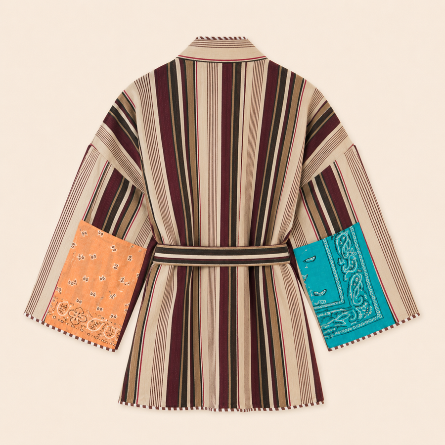 veste kimono rayée