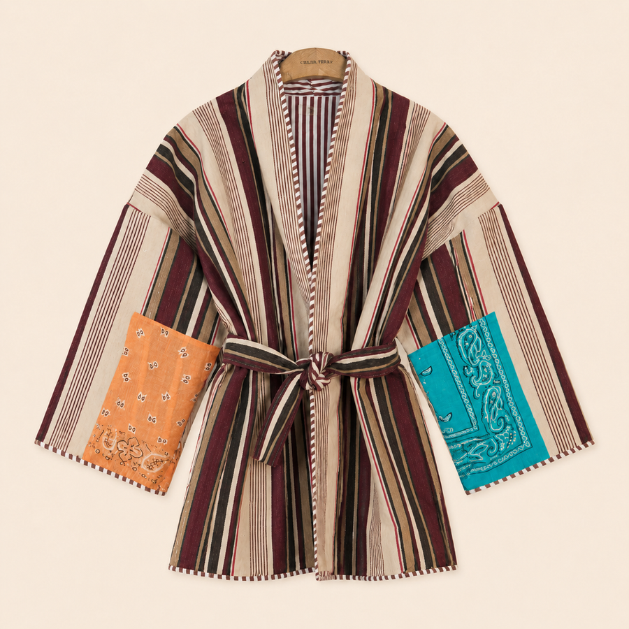 veste kimono rayée