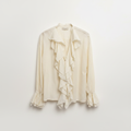 Blouse à jabots coupé bord franc